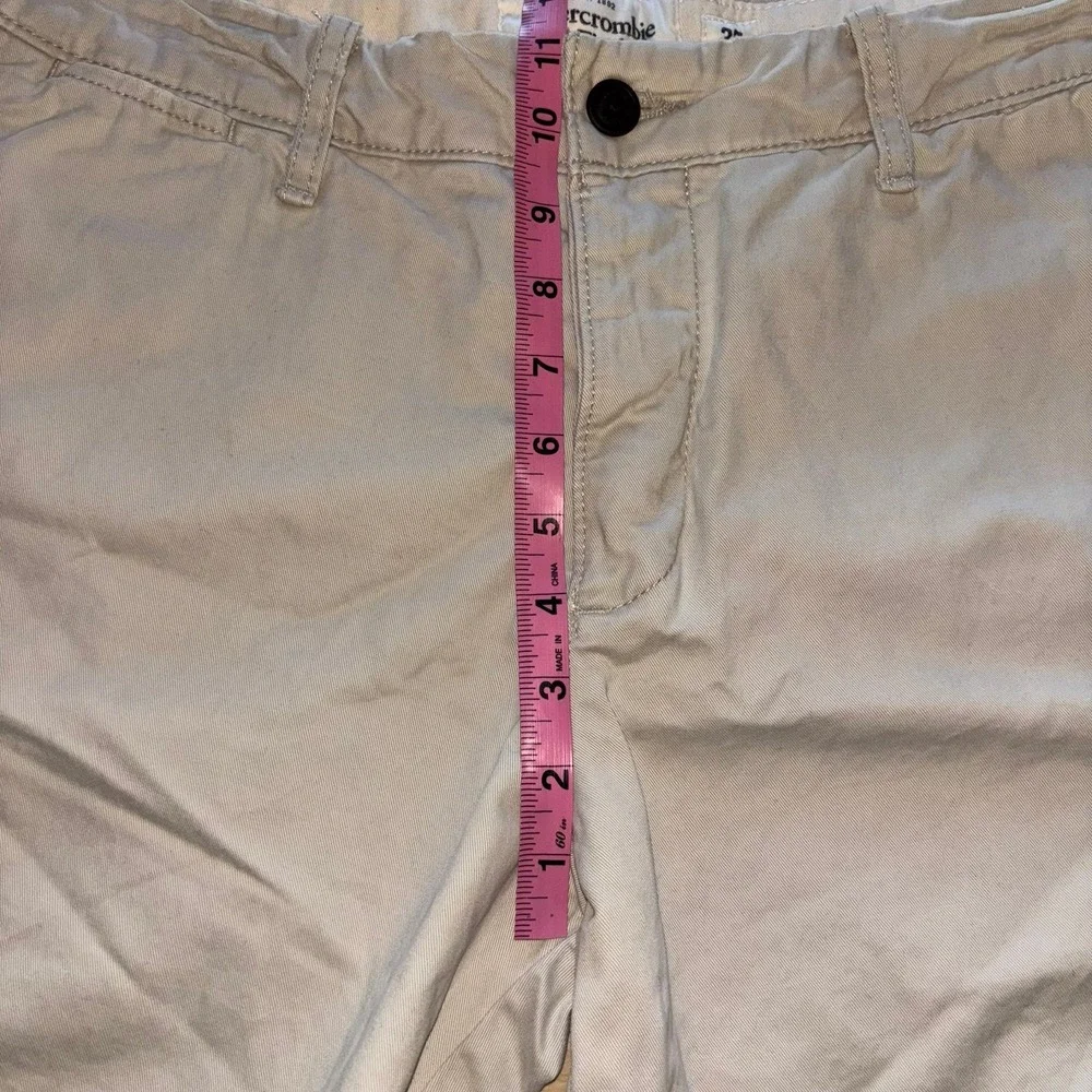 NWT Abercrombie & Fitch Light Khaki Dad Shorts Flat Front Button Fly Size 33